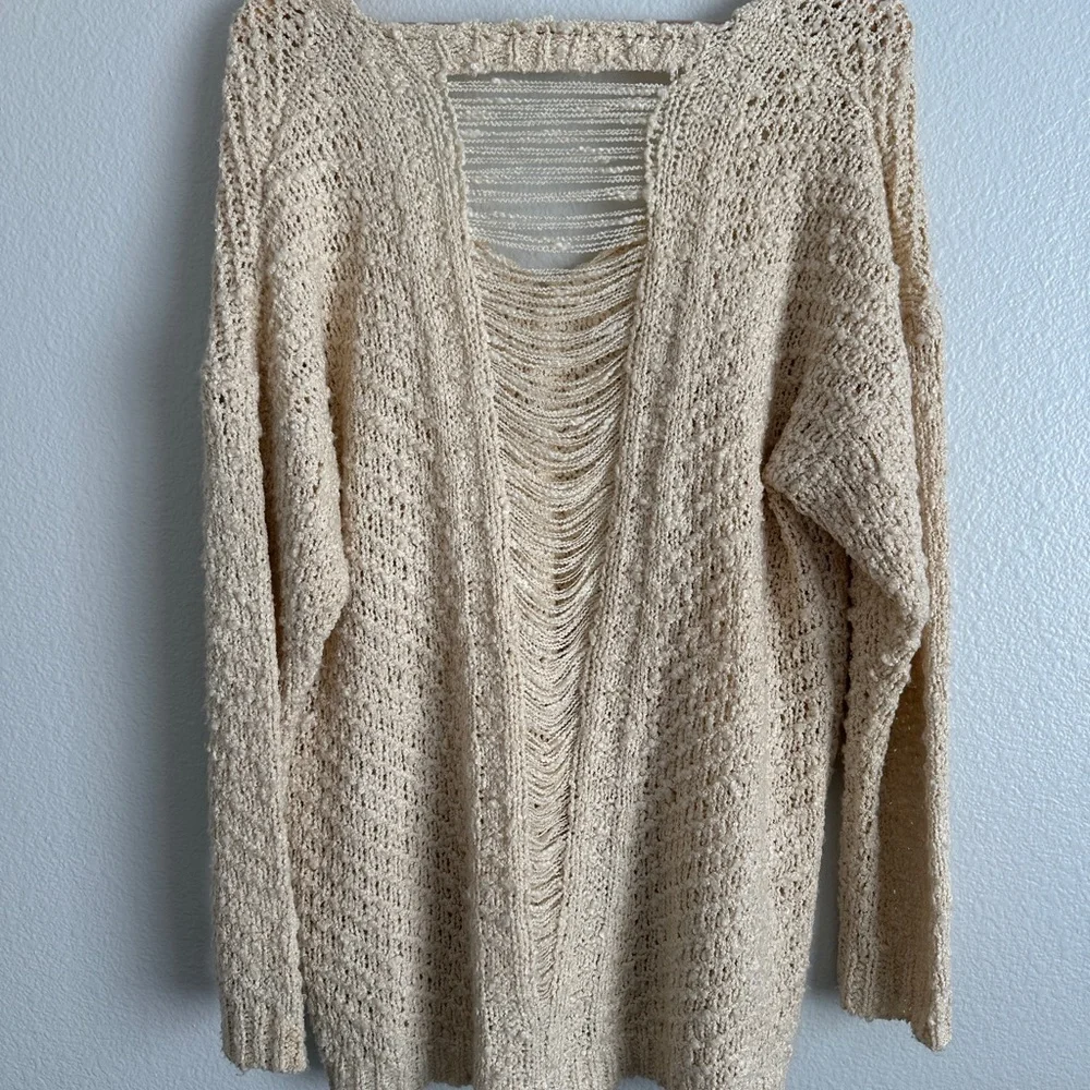 ASTR Women's Beige V-Neck Sweater - Picture 2 of 7